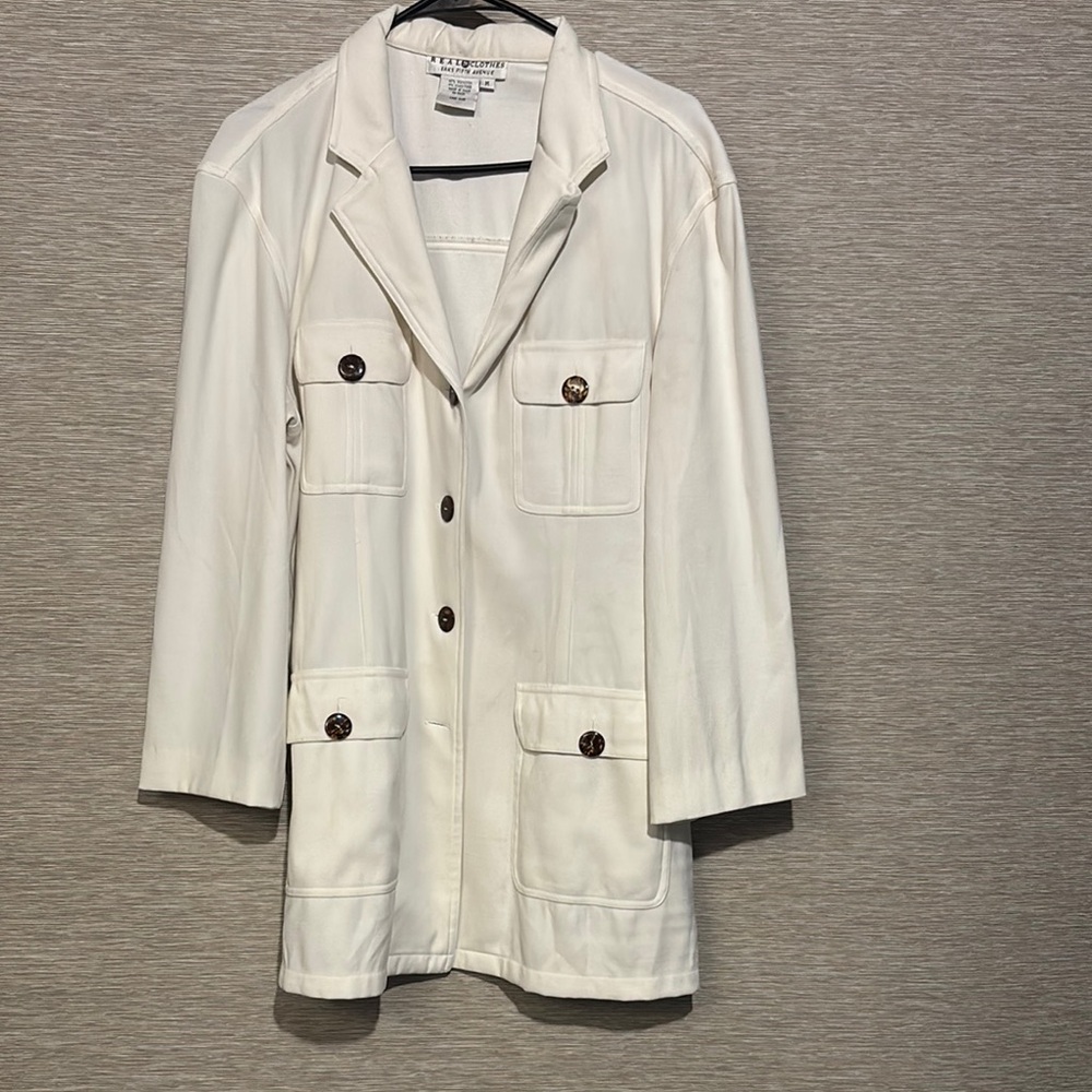 Saks Fifth Avenue Women's White Blazer with Button Accents